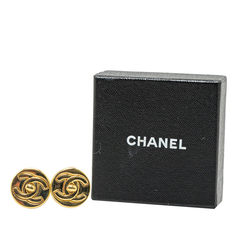 Top Quality Chanel Vintage Coco Mark Turnlock Earrings Gold Plated