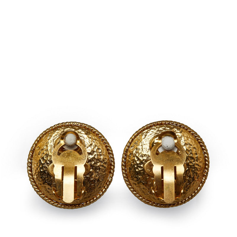 Top Quality Chanel Vintage Logo Round Fake Pearl Earrings Gold Ladies Chanel