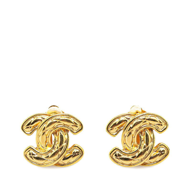Top Quality Chanel Matelasse Coco Mark Gold Clip-On Earrings