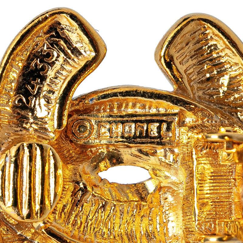 Top Quality Chanel Matelasse Coco Mark Gold Clip-On Earrings