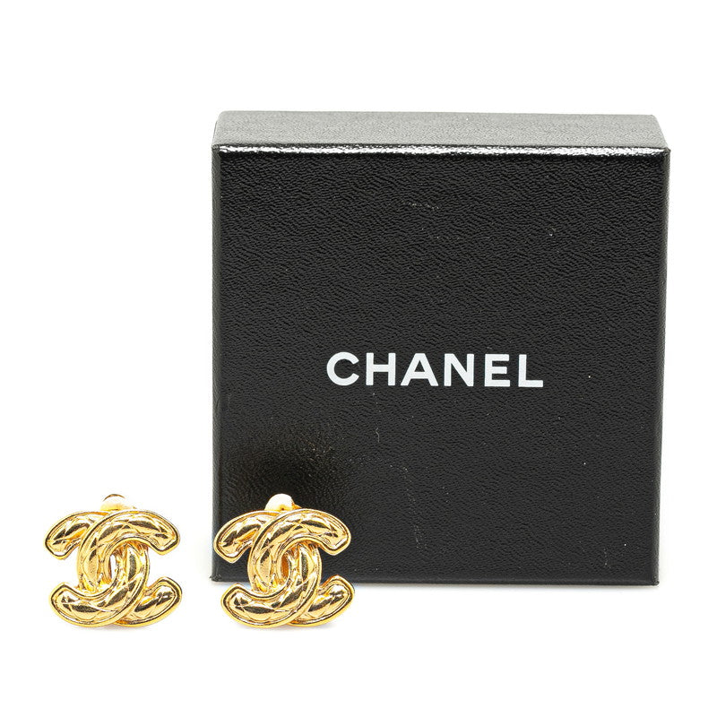 Top Quality Chanel Matelasse Coco Mark Gold Clip-On Earrings