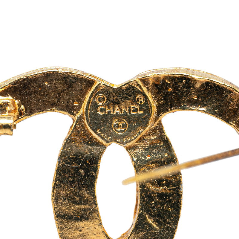 Top Quality Chanel Coco Mark Rhinestone Brooch Gold