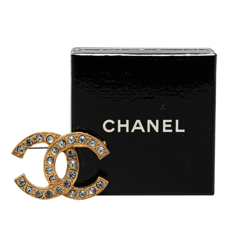 Top Quality Chanel Coco Mark Rhinestone Brooch Gold