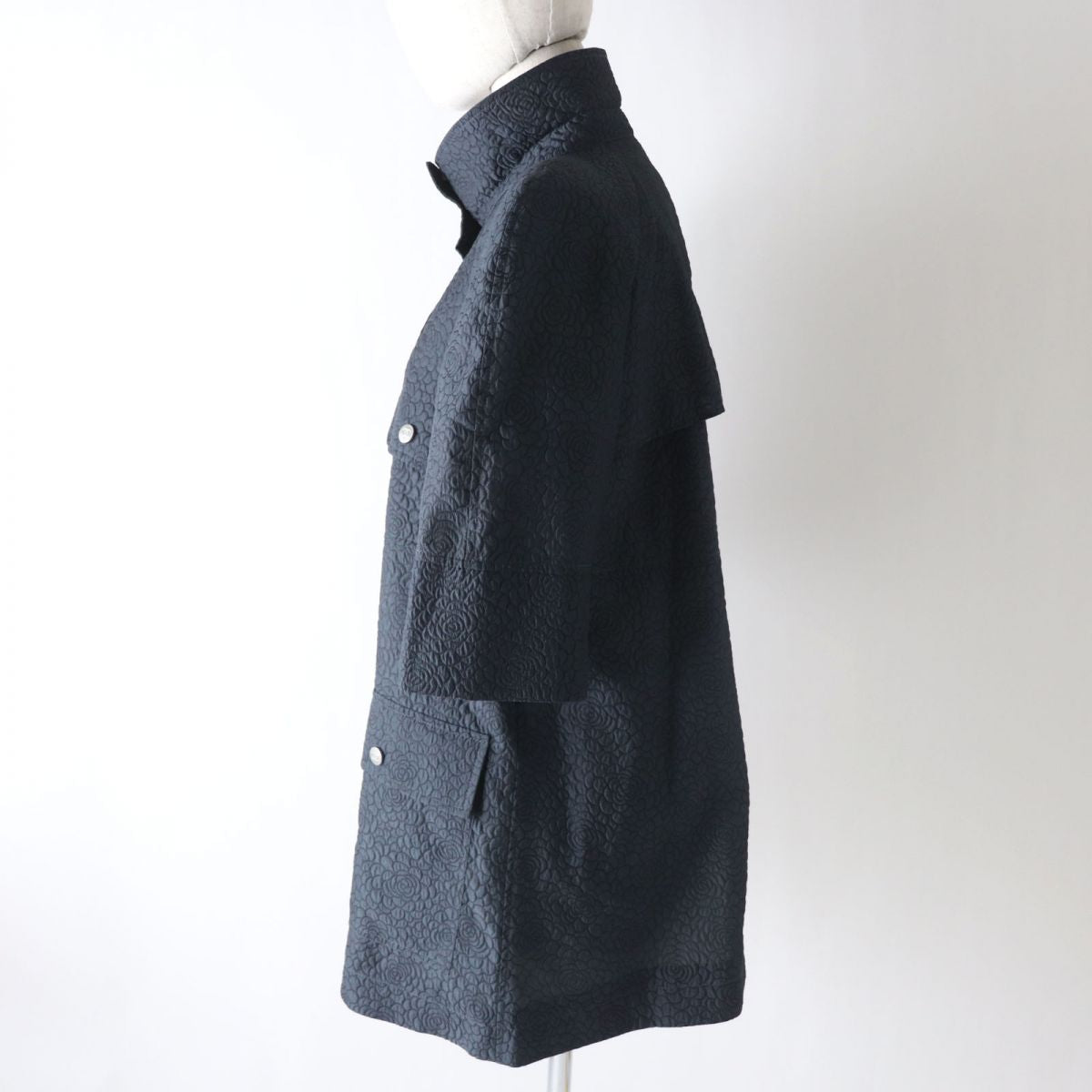Top Quality Chanel Silk Blend Stand Collar Short Sleeve Jacket