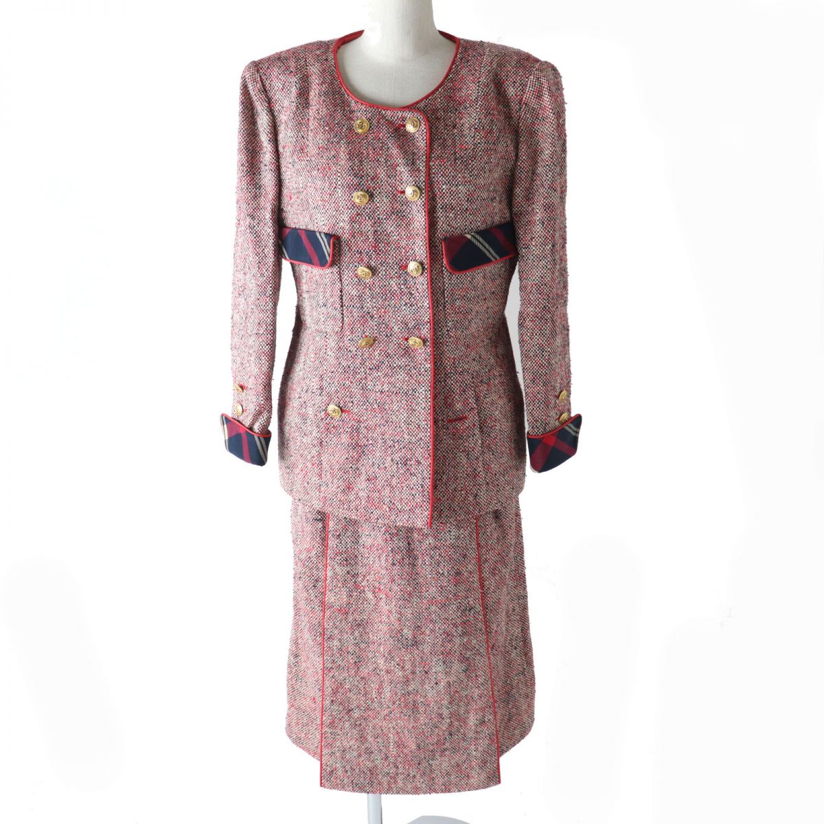Vintage Top Quality Chanel COCO Button Jacket Skirt Suit Set