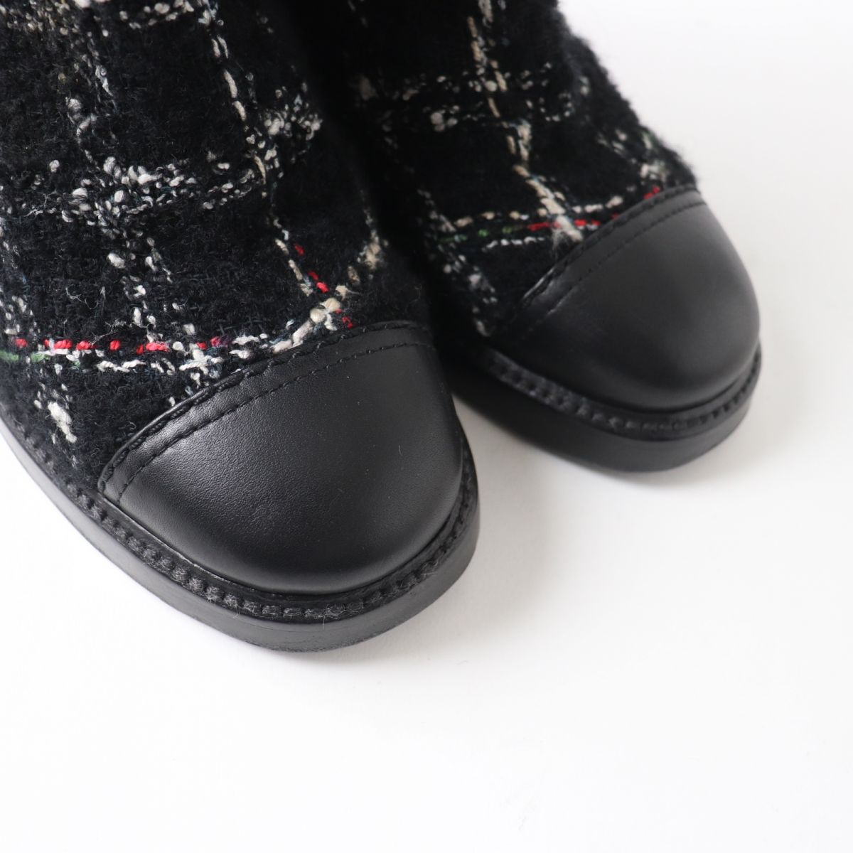 Top Quality Chanel Leather Tweed Long Boots G39614 Black