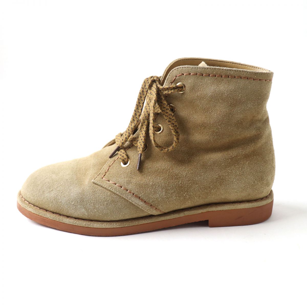 Top Quality Chanel Suede Leather Lace-up Short Boots Brown