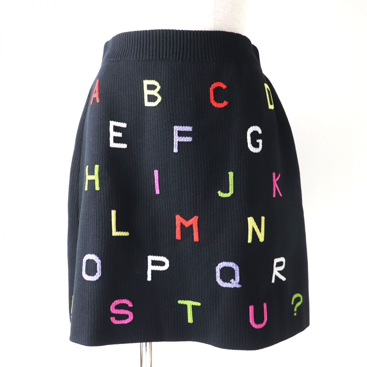 Top Quality Chanel Alphabet Knit Skirt Black Multi 38