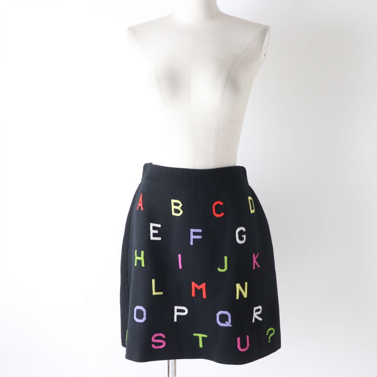 Top Quality Chanel Alphabet Knit Skirt Black Multi 38