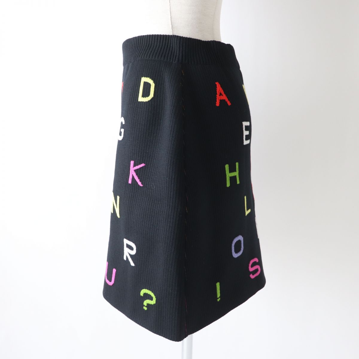 Top Quality Chanel Alphabet Knit Skirt Black Multi 38