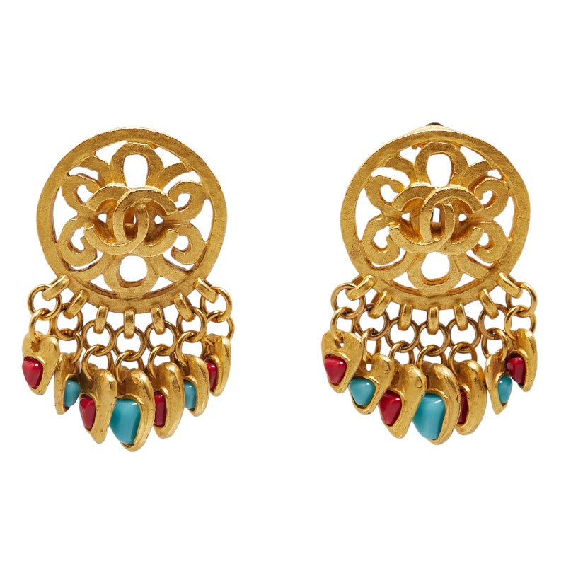 Top Quality Chanel Vintage Coco Mark Swing Earrings Gold Plated