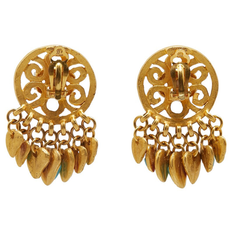 Top Quality Chanel Vintage Coco Mark Swing Earrings Gold Plated