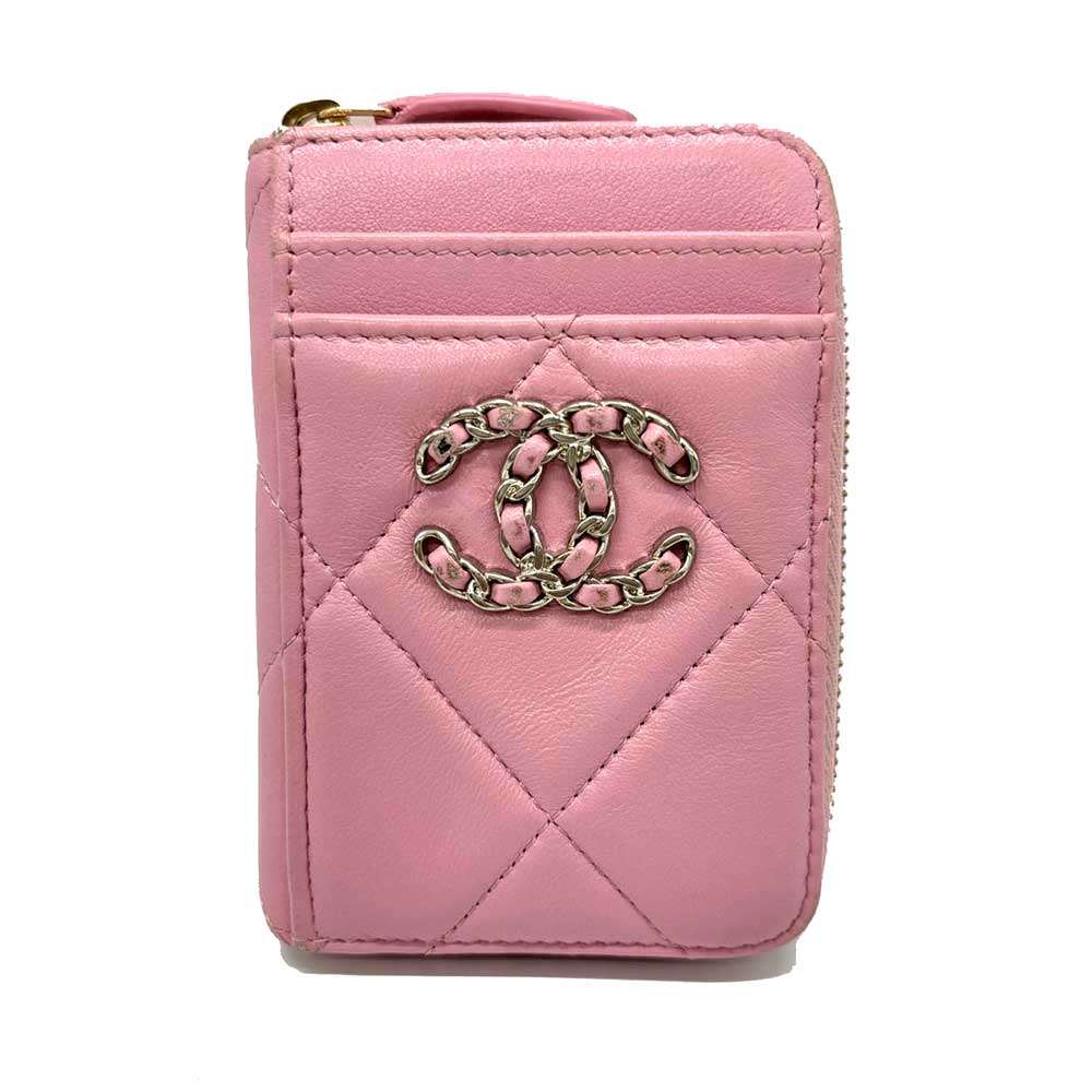 Top Quality Chanel Lambskin Matelasse Coin Case Pink Wallet