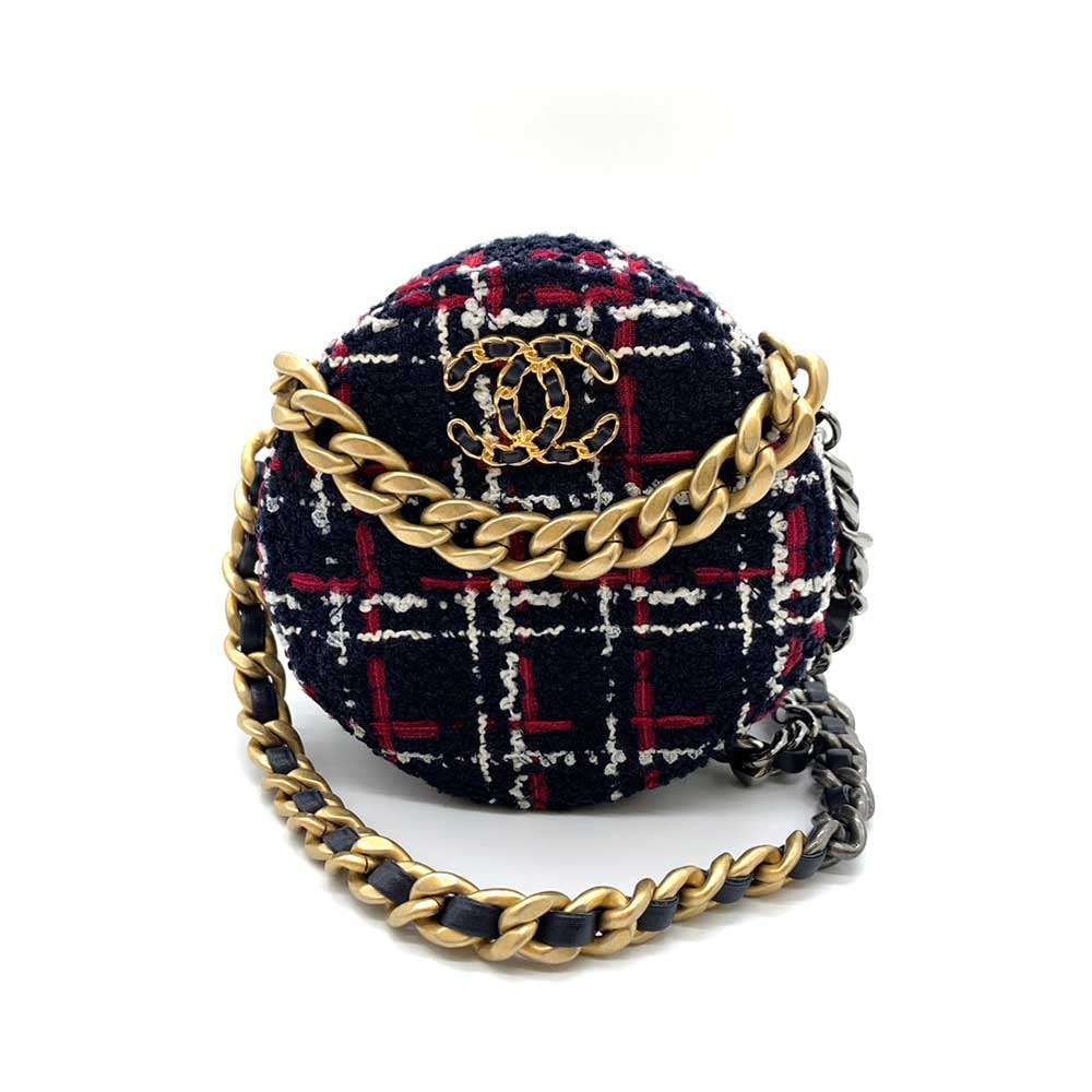 Top Quality Chanel Tweed Round Clutch Mini Chain Bag
