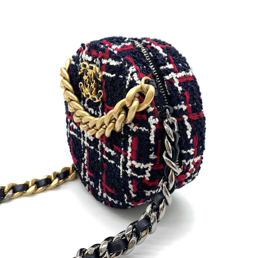 Top Quality Chanel Tweed Round Clutch Mini Chain Bag