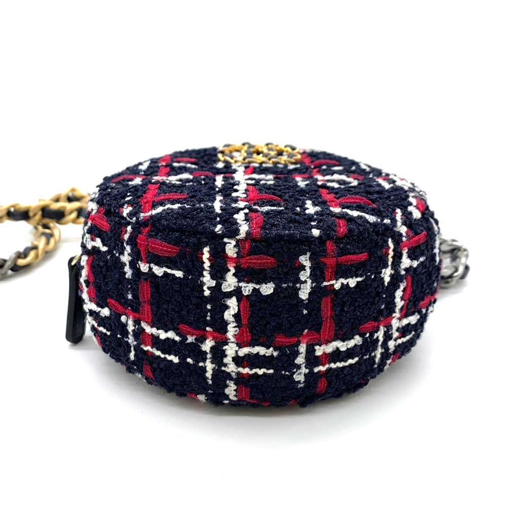 Top Quality Chanel Tweed Round Clutch Mini Chain Bag
