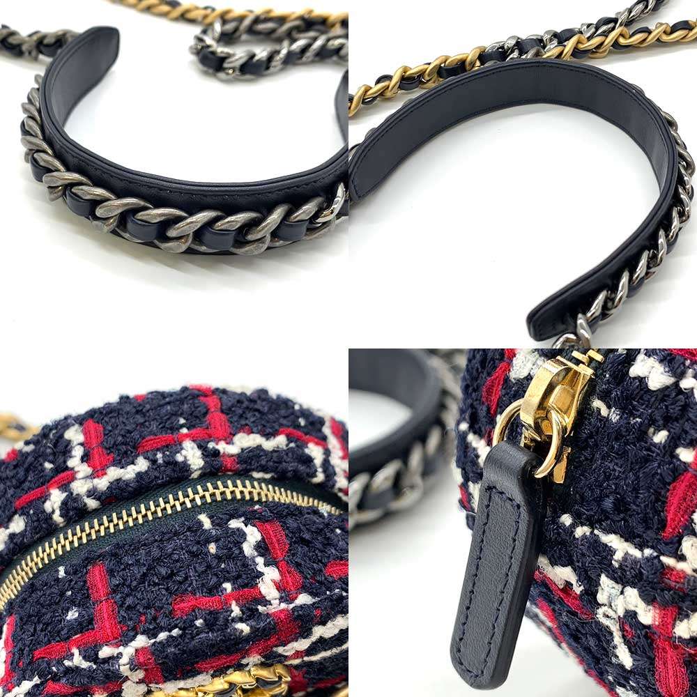 Top Quality Chanel Tweed Round Clutch Mini Chain Bag