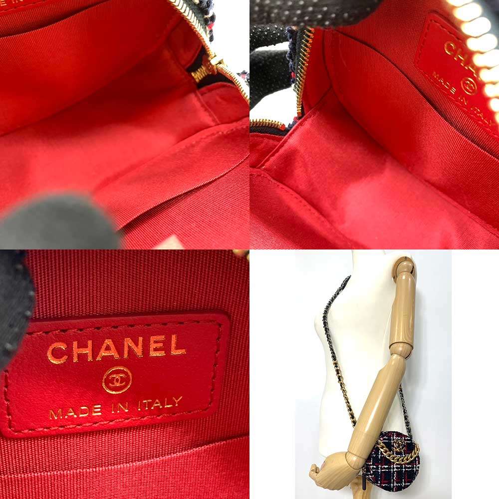 Top Quality Chanel Tweed Round Clutch Mini Chain Bag