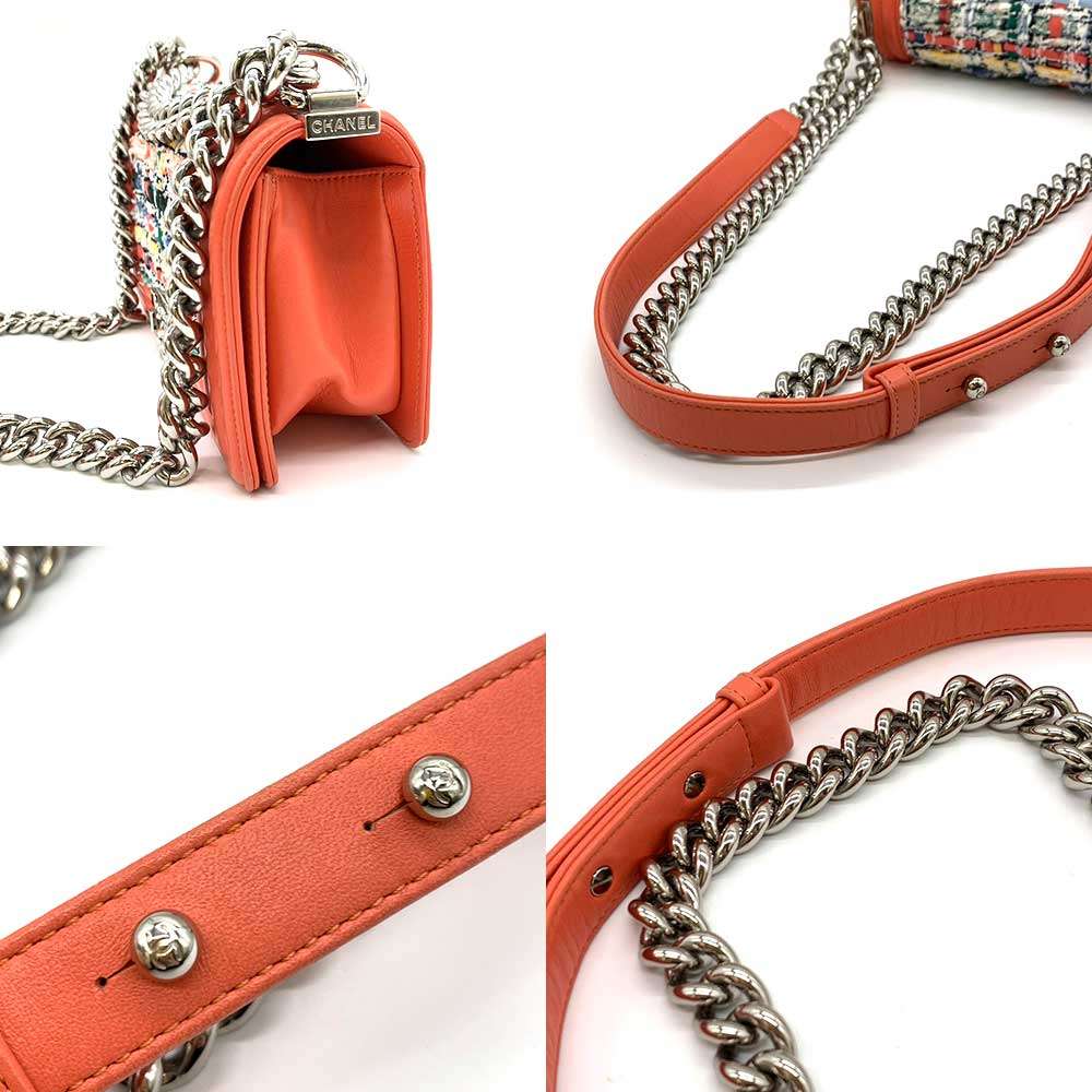 Top Quality Chanel Boy Tweed Leather Chain Shoulder Bag