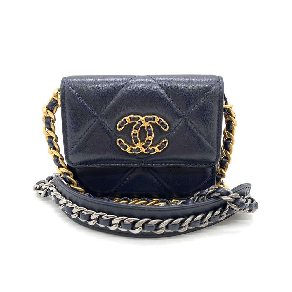 Top Quality Chanel Lambskin Flap Coin Purse Navy Crossbody