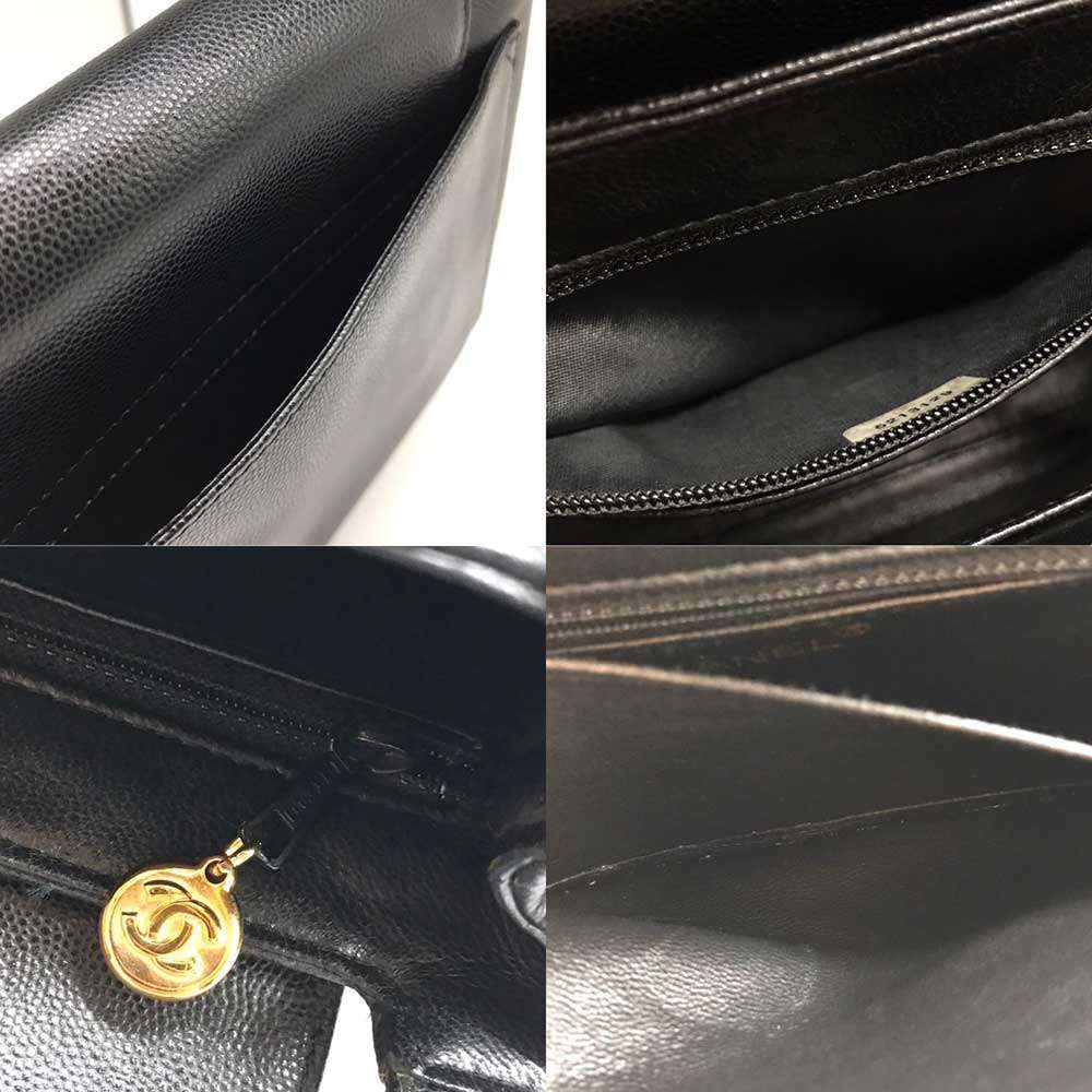 Top Quality Chanel Caviar Skin Handbag Black Gold