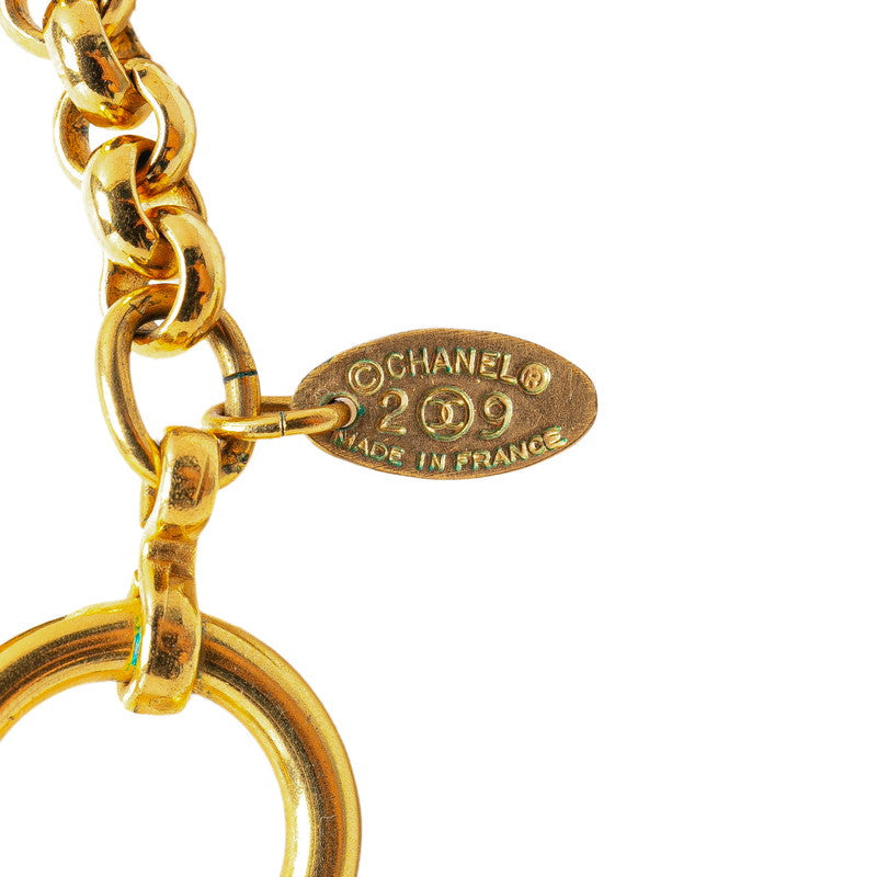 Top Quality Chanel Vintage Coco Mark Chain Circle Pendant Necklace Gold Plated