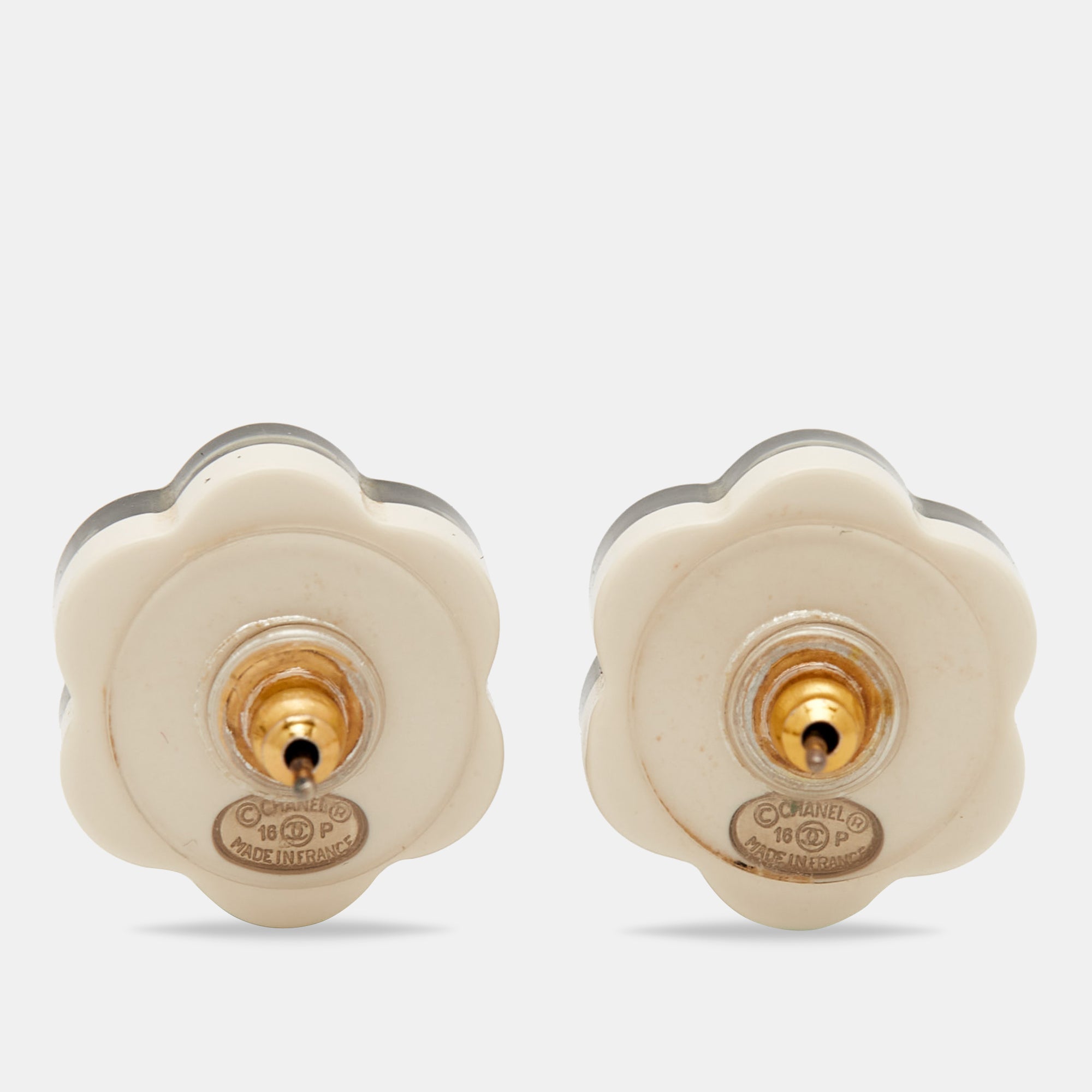 Top Quality Chanel CC Resin Gold Tone Earrings