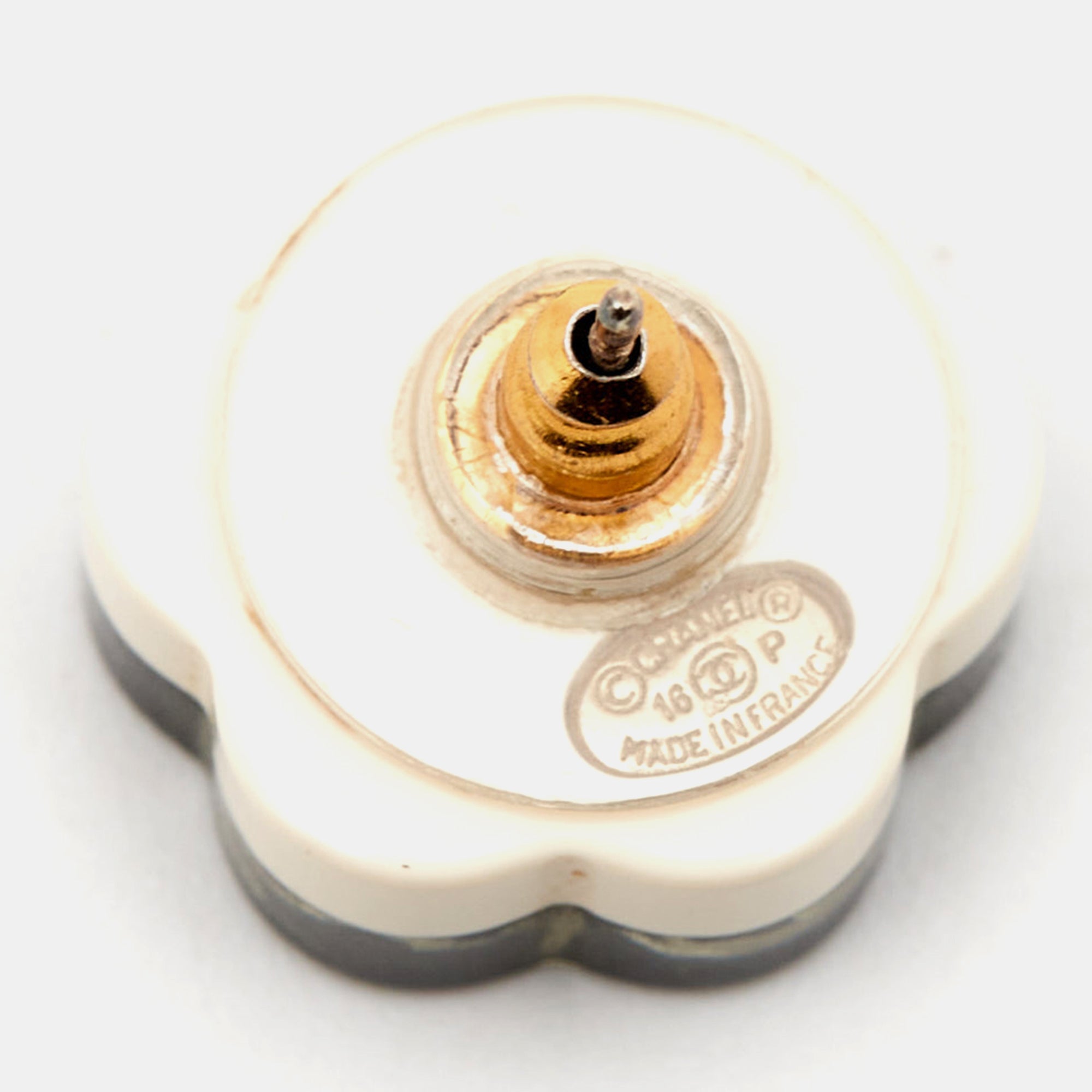 Top Quality Chanel CC Resin Gold Tone Earrings