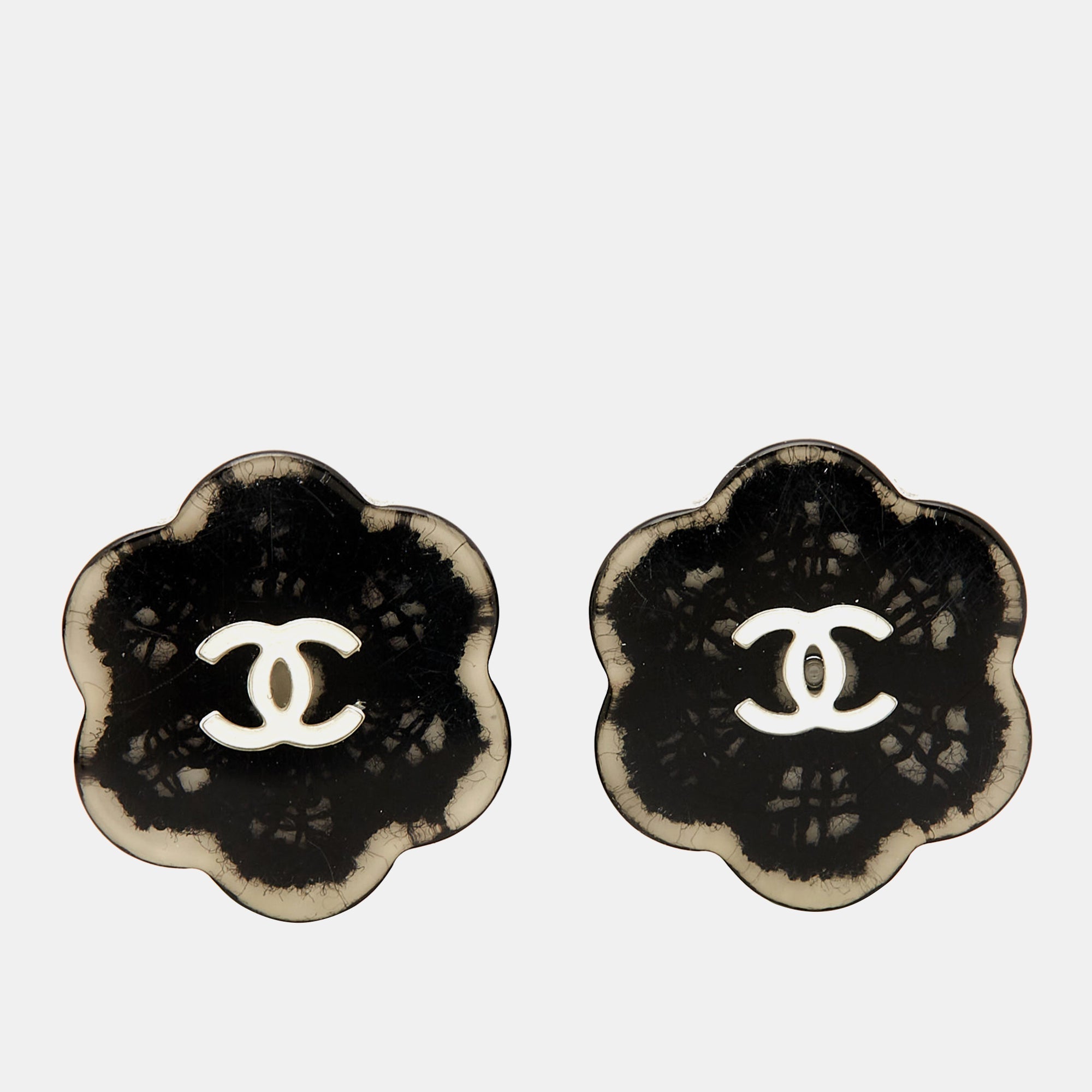 Top Quality Chanel CC Resin Gold Tone Earrings