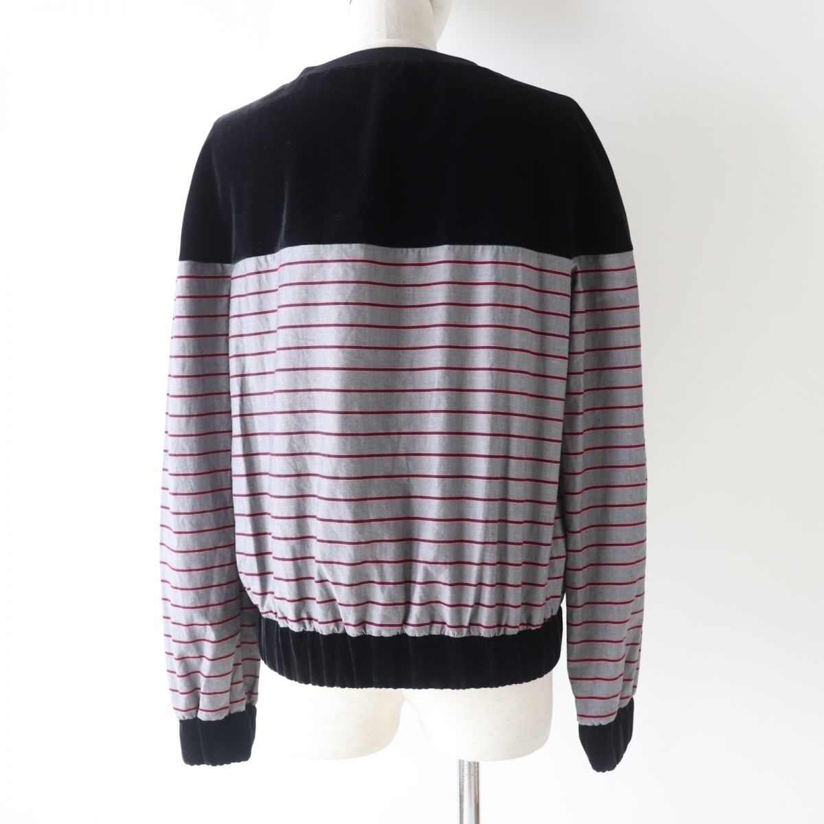 Top Quality Chanel Velvet Sweatshirt Border Pattern Black Gray Pink 36