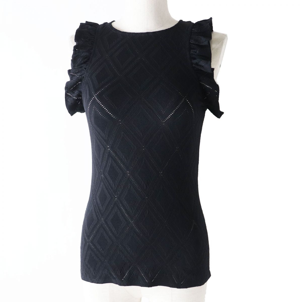 Top Quality Chanel Ruffled Sleeveless Top Black 36