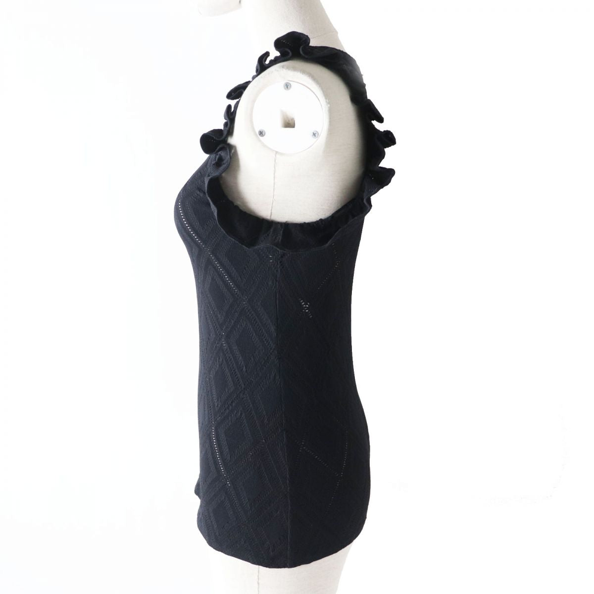 Top Quality Chanel Ruffled Sleeveless Top Black 36
