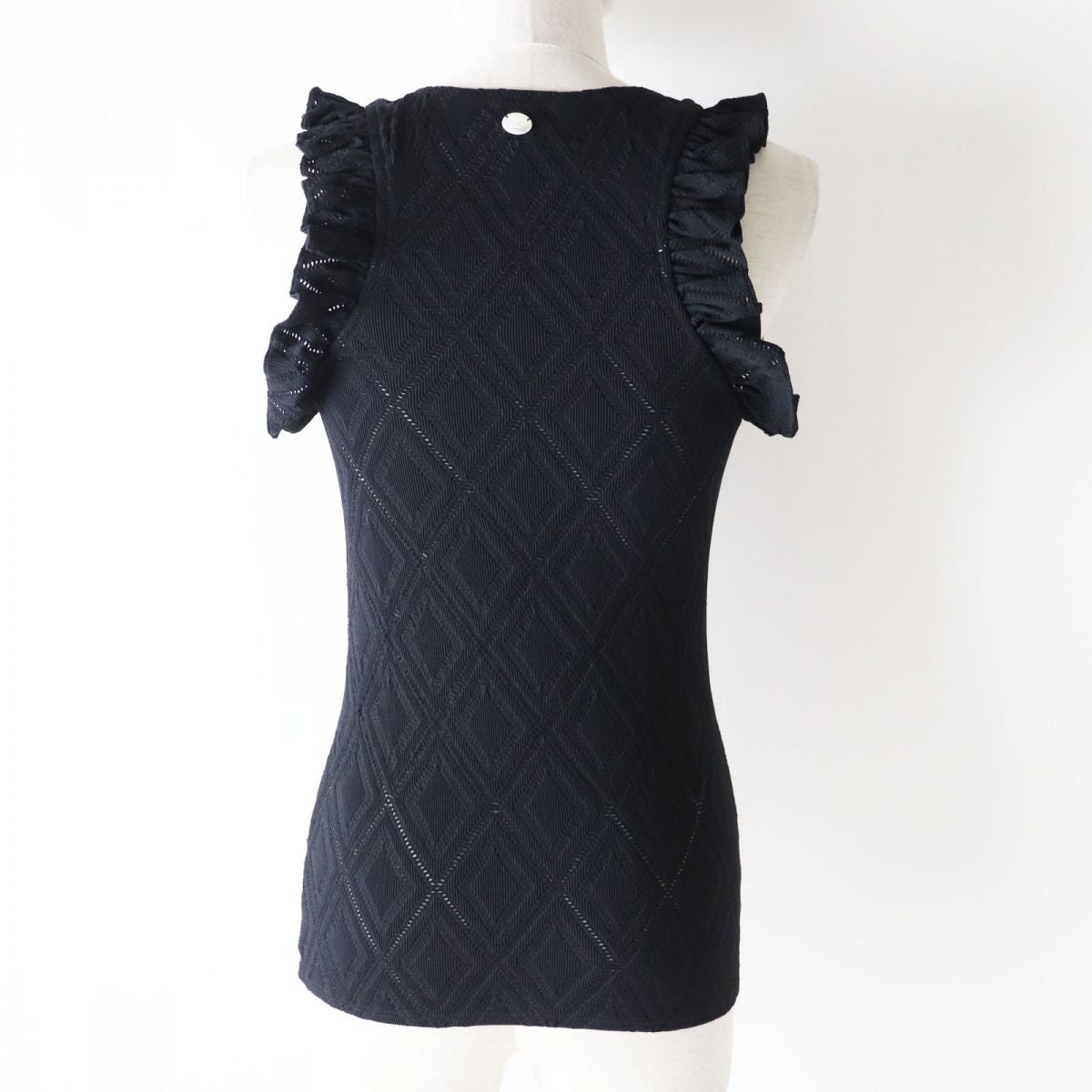 Top Quality Chanel Ruffled Sleeveless Top Black 36