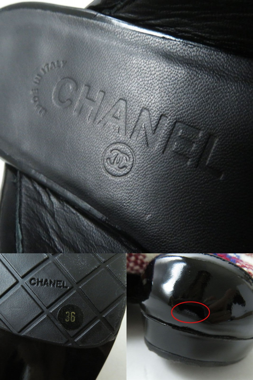 Top Quality Chanel Patent Leather Tweed Clogs Sandals 36