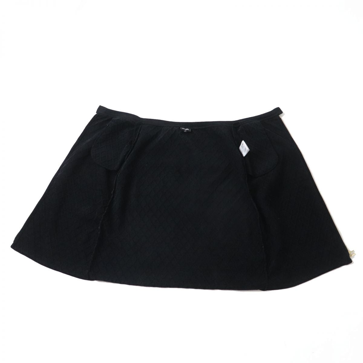 Top Quality Chanel COCO Mark Gold Button Quilted Skirt Black 36