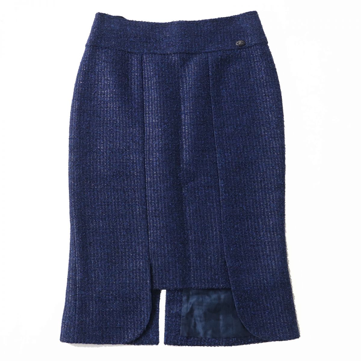 Top Quality Chanel Tweed Tight Skirt Blue Black 34