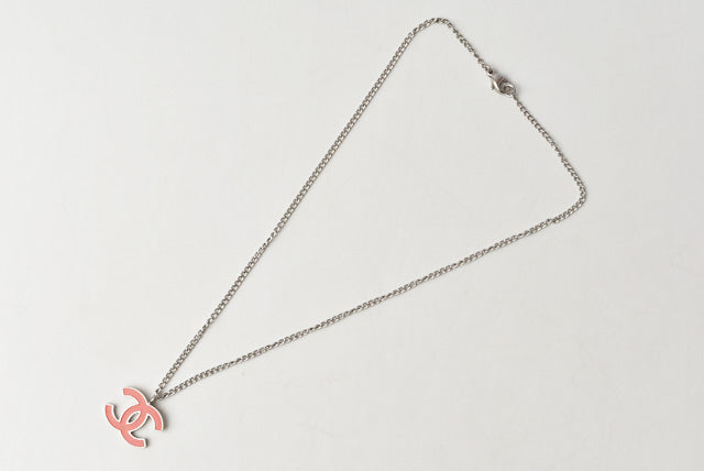 Top Quality Chanel Necklace/Pendant Coco Mark/CC Coral Orange/Silver