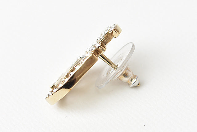 Top Quality Chanel Earrings CC Mark Clover Motif Rhinestone Gold
