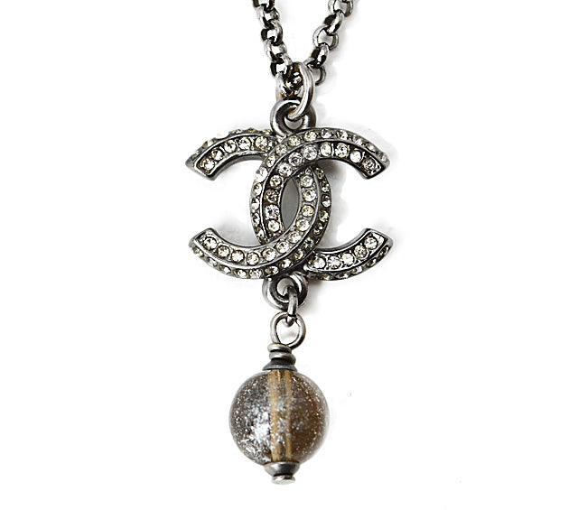 Top Quality Chanel Necklace/Pendant with Rhinestones and Rose/Silver