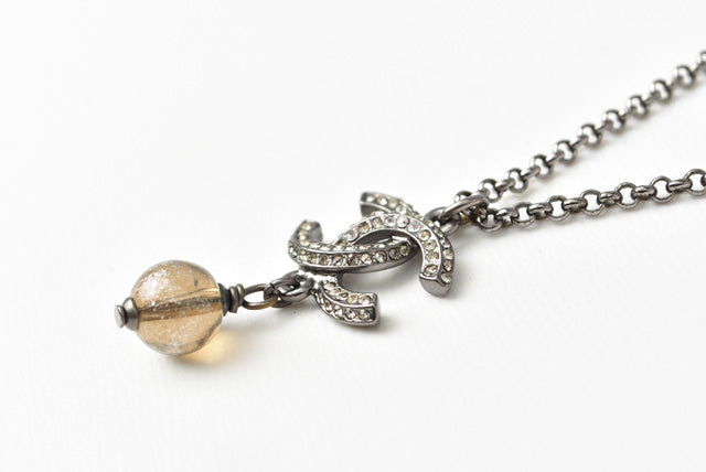 Top Quality Chanel Necklace/Pendant with Rhinestones and Rose/Silver