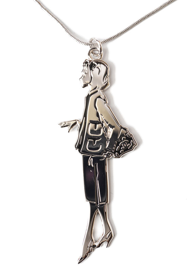Top Quality Chanel Long Necklace Mademoiselle Motif Silver