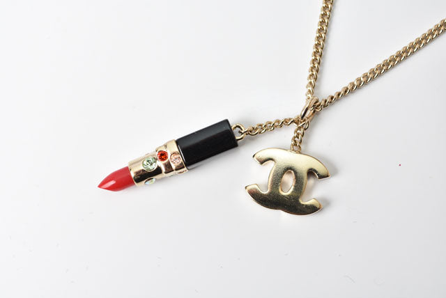 Top Quality Chanel Bangle/Bracelet Coco Mark Lipstick Rhinestone Red Multi Gold