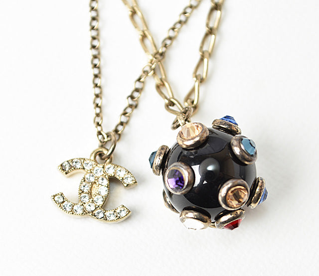Top Quality Chanel Necklace/Pendant/Bracelet Coco Mark Rhinestone Multicolor/Gold