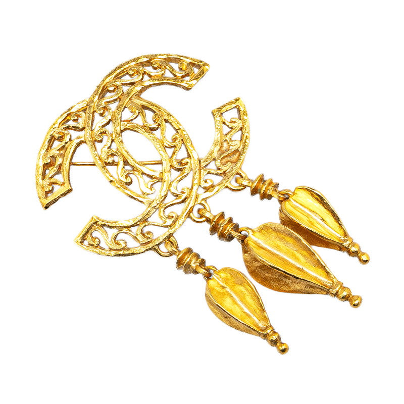 Top Quality Chanel Vintage Coco Mark Swing Triple Brooch Gold