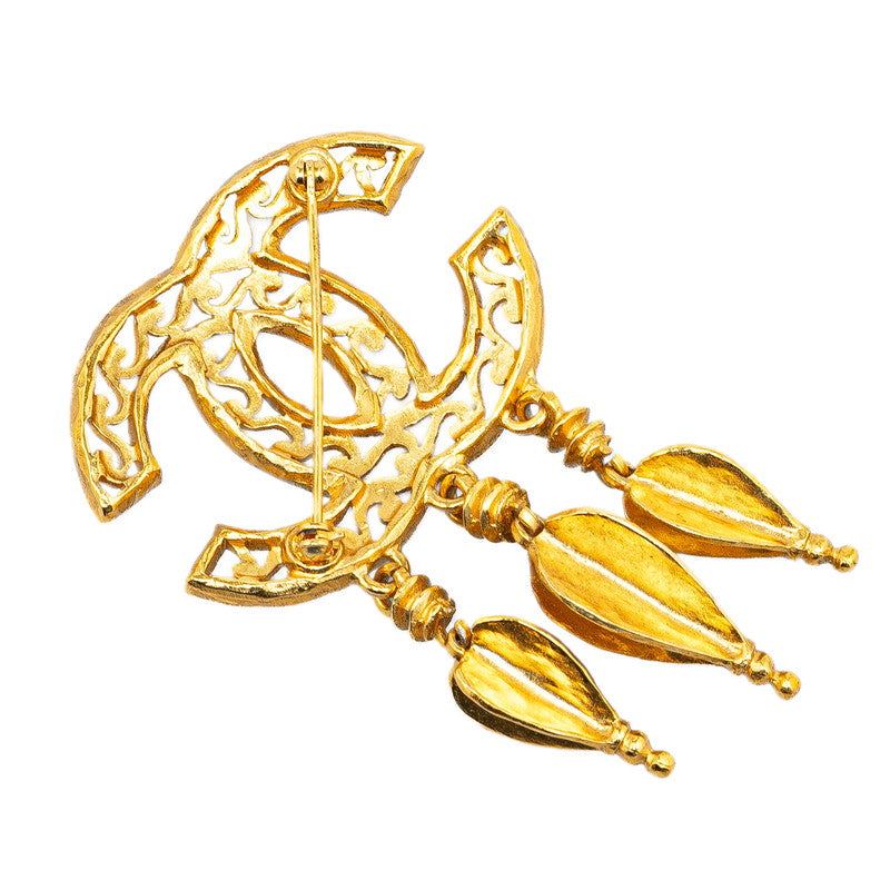 Top Quality Chanel Vintage Coco Mark Swing Triple Brooch Gold