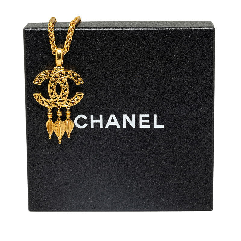 Top Quality Chanel Vintage Coco Mark Swing Necklace Gold Plated