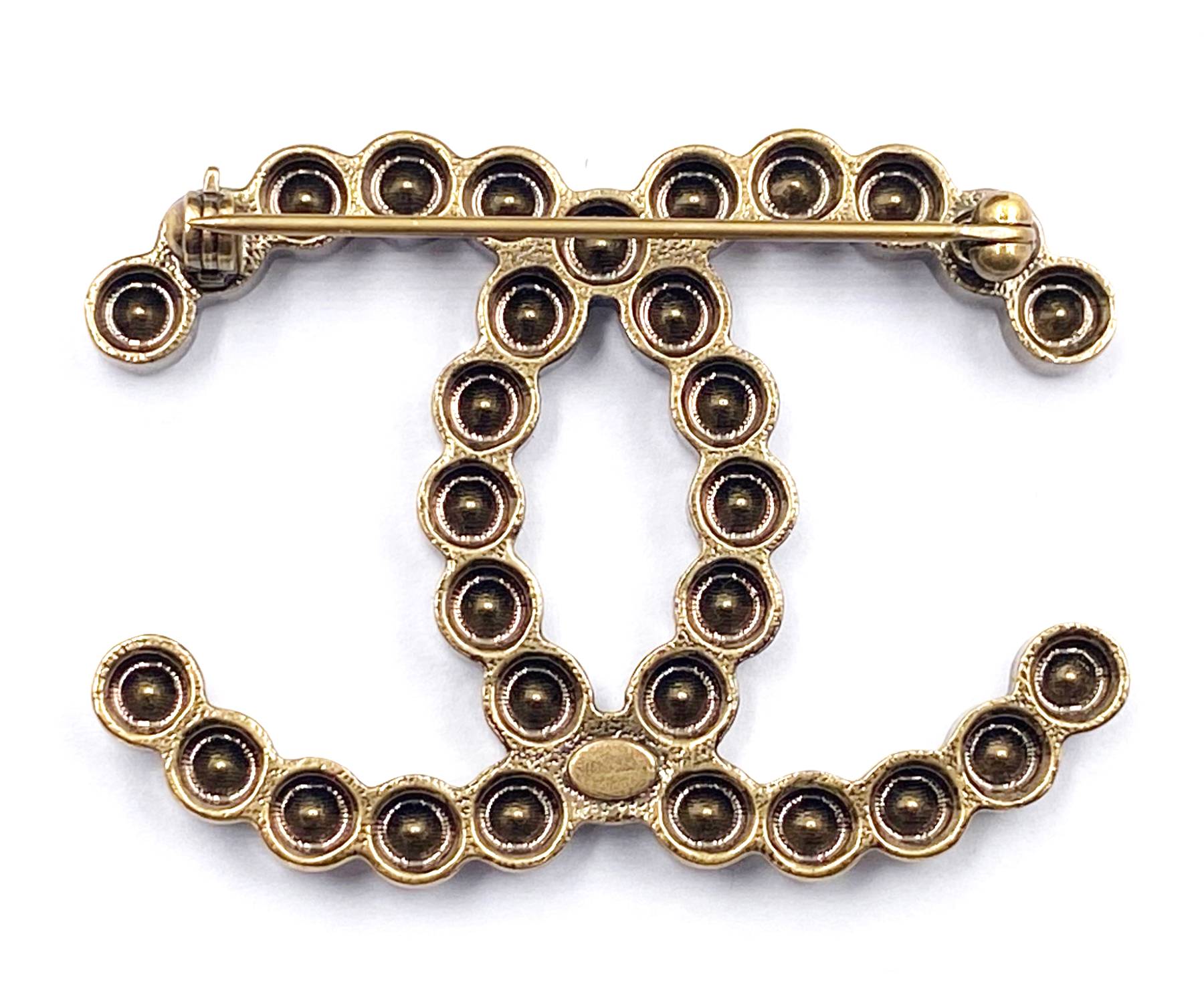 Top Quality Chanel Classic Rustic Gold Crystal Brooch