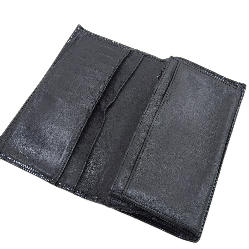 Top Quality Chanel Black Patent Leather Bifold Long Wallet