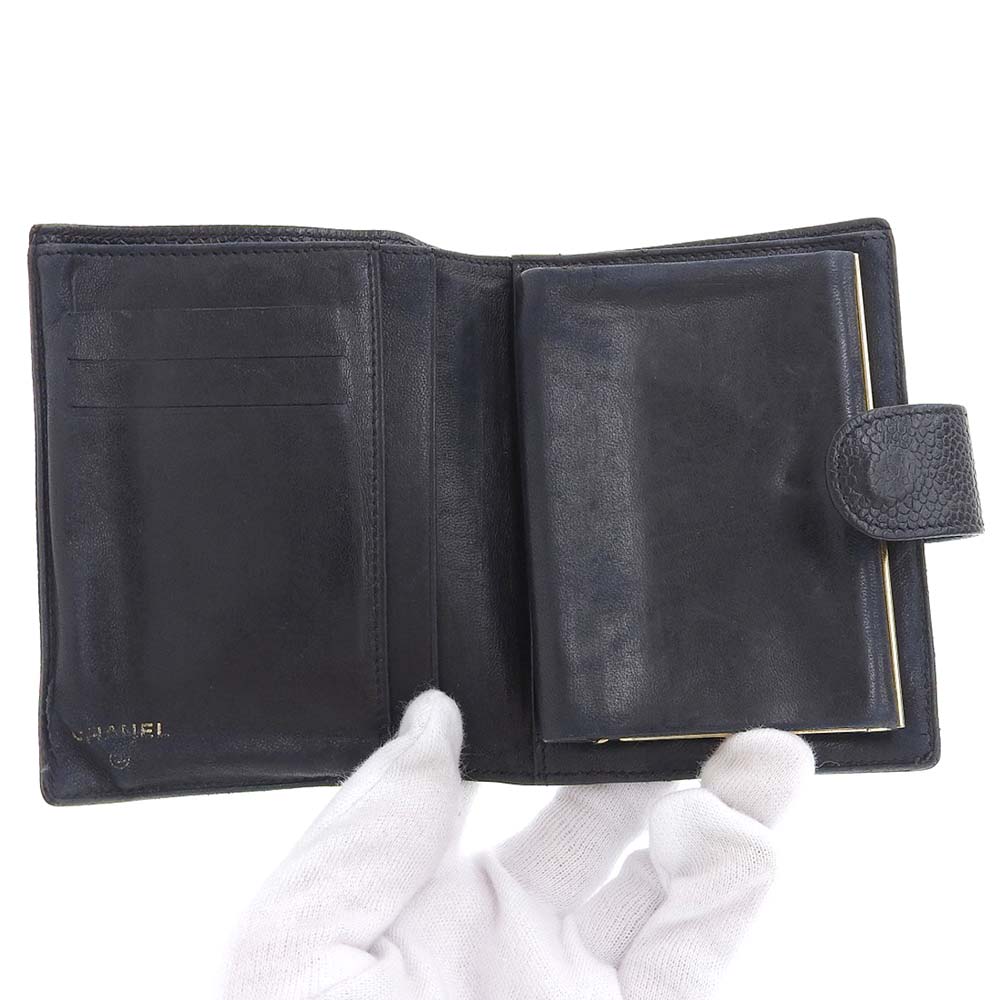 Top Quality Chanel Caviar Skin Bifold Wallet with Coin Pocket A13497