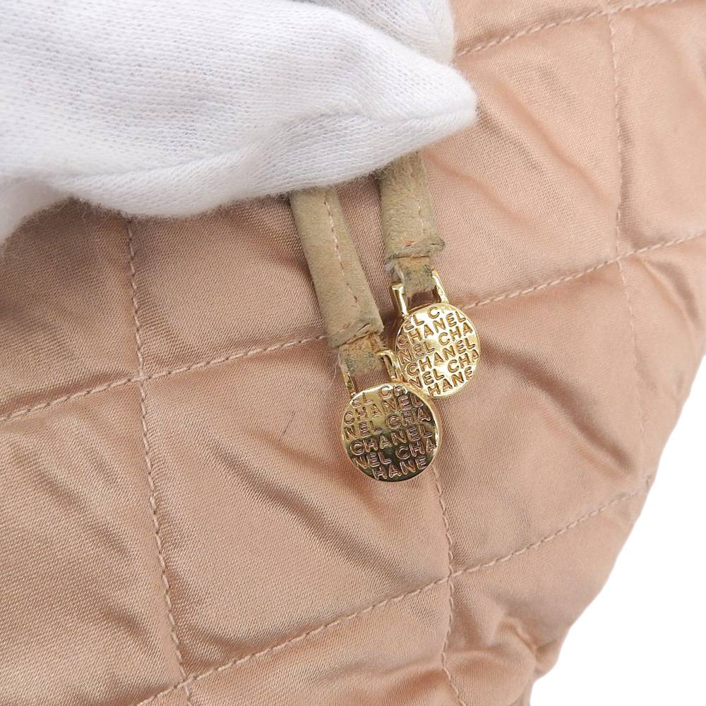 Top Quality Chanel Satin Logo Backpack Pink Beige